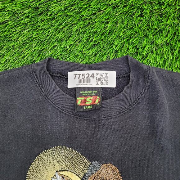 Vintage 90s Wolf Sweatshirt Women Large 20x25 Wilderness USA - Picture 10 of 12